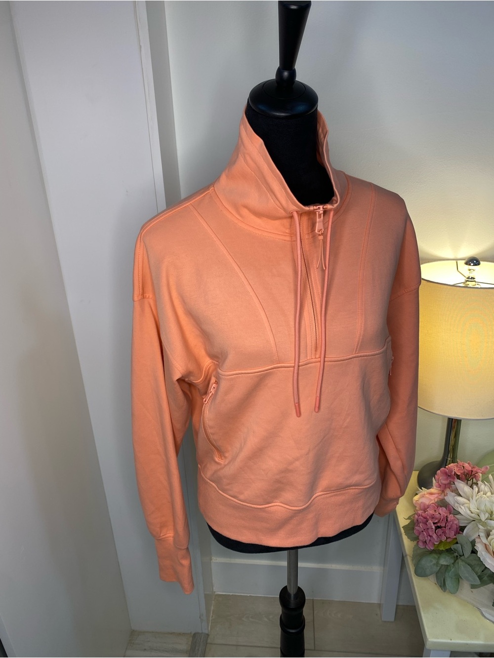 Old Navy Coral Peach Half-Zip Pullover Hoodie